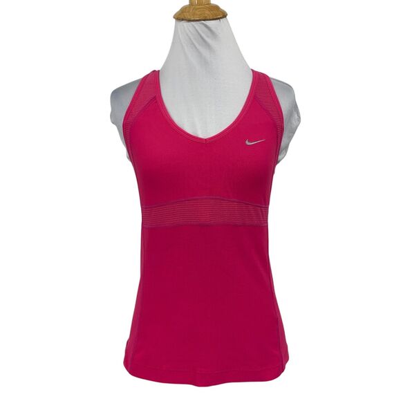 Nike Tank Top Womens M Medium Azalea FitDry Racerback V Neck Athletic Shelf Bra - Picture 1 of 12